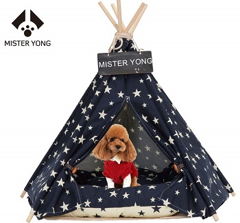 Yongs Pet Dog Teepee with Cushion Portable Puppy Bed Tent