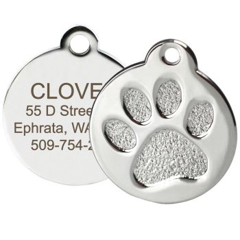 Paw Print Stainless Steel Dog Tags for Pets