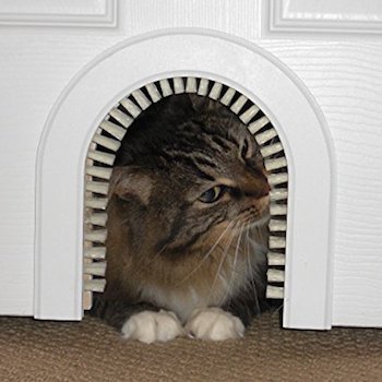 Cathole Interior Cat Door With A Grooming Brush