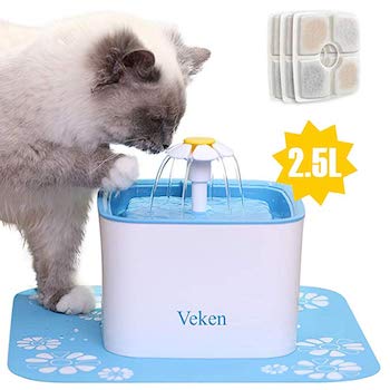Veken Automatic Dog Water Fountain with 3 Replacement Filters